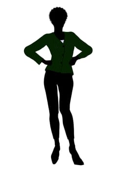 African american female business executive silhouette on a white background