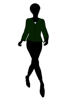 African american female business executive silhouette on a white background