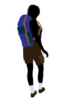 Girl hiker illustration silhouette on a white background