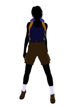Girl hiker illustration silhouette on a white background