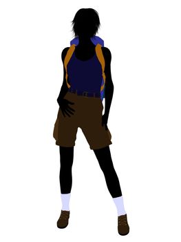 Girl hiker illustration silhouette on a white background