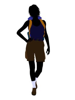 Girl hiker illustration silhouette on a white background