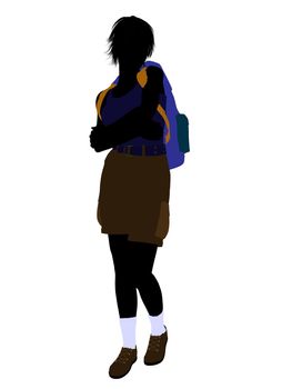 Girl hiker illustration silhouette on a white background
