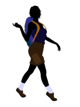 Girl hiker illustration silhouette on a white background