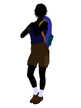 Girl hiker illustration silhouette on a white background