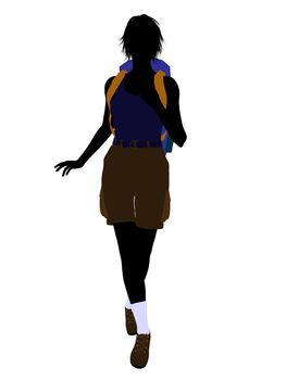 Girl hiker illustration silhouette on a white background