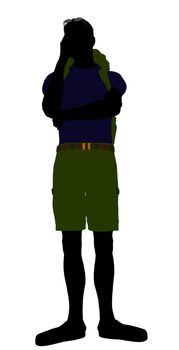 Guy hiker illustration silhouette on a white background