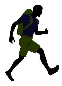 Guy hiker illustration silhouette on a white background