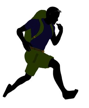 Guy hiker illustration silhouette on a white background