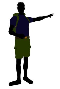 Guy hiker illustration silhouette on a white background