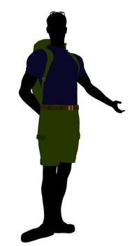 Guy hiker illustration silhouette on a white background