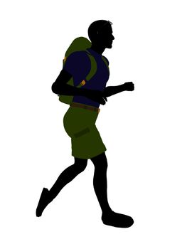 Guy hiker illustration silhouette on a white background