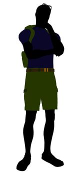 Guy hiker illustration silhouette on a white background