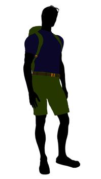 Guy hiker illustration silhouette on a white background