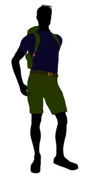 Guy hiker illustration silhouette on a white background