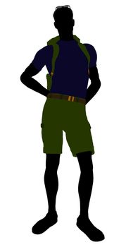 Guy hiker illustration silhouette on a white background