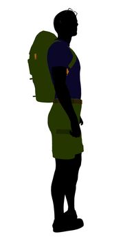 Guy hiker illustration silhouette on a white background