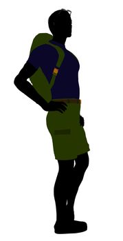 Guy hiker illustration silhouette on a white background