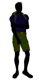 Guy hiker illustration silhouette on a white background