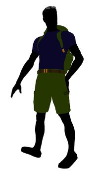 Guy hiker illustration silhouette on a white background