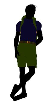 Guy hiker illustration silhouette on a white background