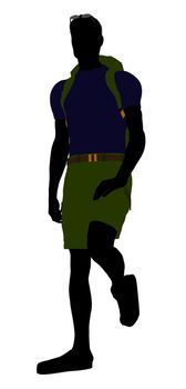 Guy hiker illustration silhouette on a white background