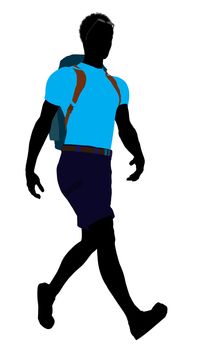 African american hiker illustration silhouette on a white background