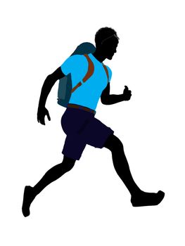 African american hiker illustration silhouette on a white background