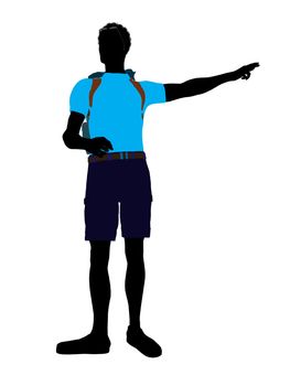 African american hiker illustration silhouette on a white background
