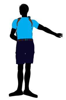 African american hiker illustration silhouette on a white background