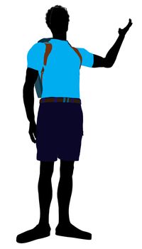 African american hiker illustration silhouette on a white background