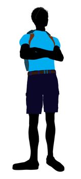 African american hiker illustration silhouette on a white background