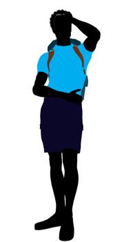 African american hiker illustration silhouette on a white background