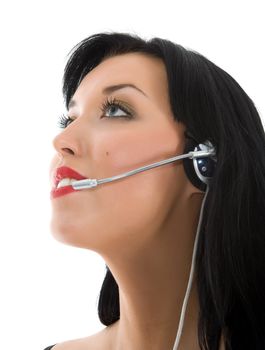 Business woman calling on white