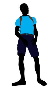 African american hiker illustration silhouette on a white background