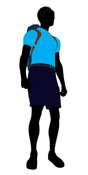 African american hiker illustration silhouette on a white background