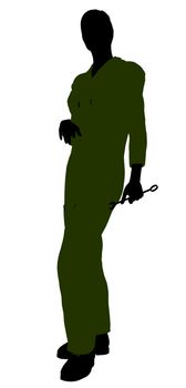 Female mechanic illustration silhouette on a white background
