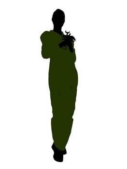 Female mechanic illustration silhouette on a white background