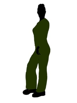 Female mechanic illustration silhouette on a white background