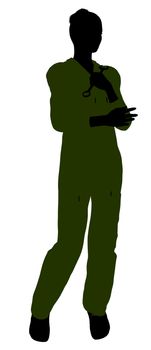 Female mechanic illustration silhouette on a white background