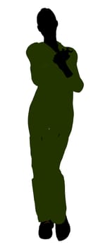 Female mechanic illustration silhouette on a white background
