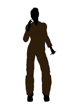 Female mechanic illustration silhouette on a white background