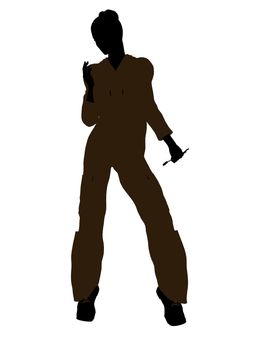Female mechanic illustration silhouette on a white background