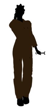 Female african american mechanic illustration silhouette on a white background