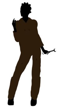 Female african american mechanic illustration silhouette on a white background
