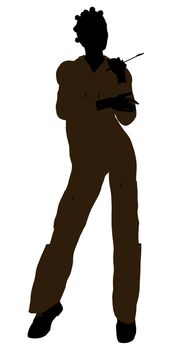 Female african american mechanic illustration silhouette on a white background