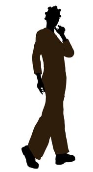 Female african american mechanic illustration silhouette on a white background