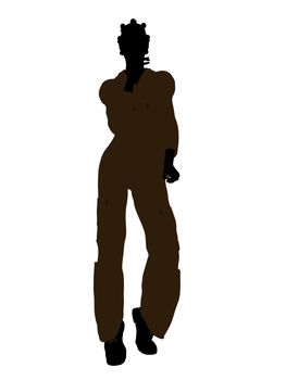 Female african american mechanic illustration silhouette on a white background