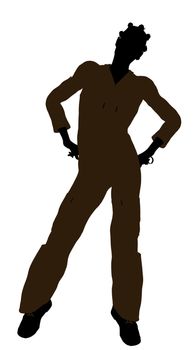 Female african american mechanic illustration silhouette on a white background