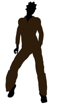 Female african american mechanic illustration silhouette on a white background